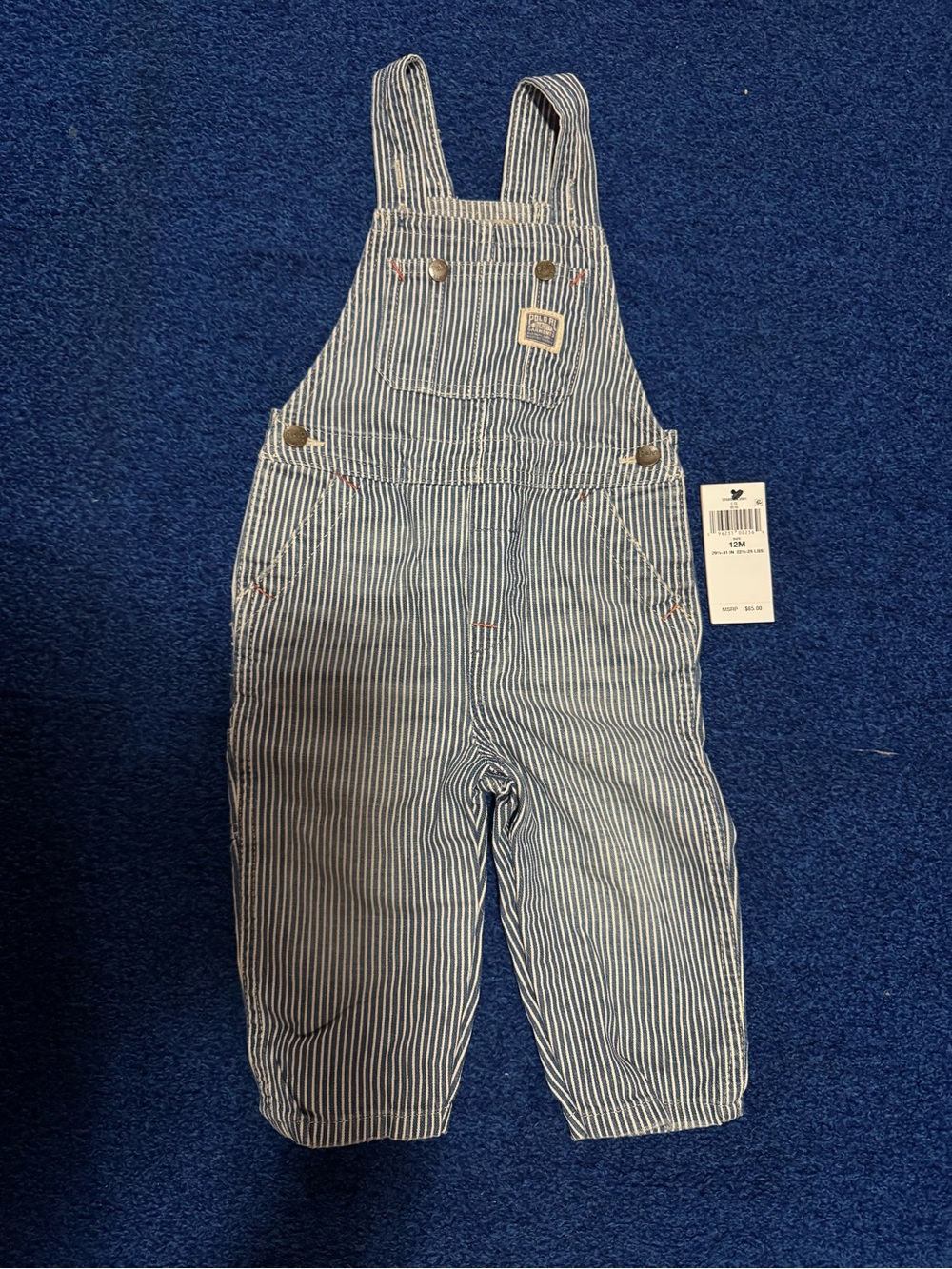 Polo by Ralph Lauren Blue and White Striped Kids Overalls